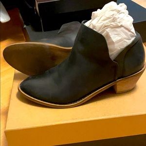 Kelsi Dagger leather heel booties in black